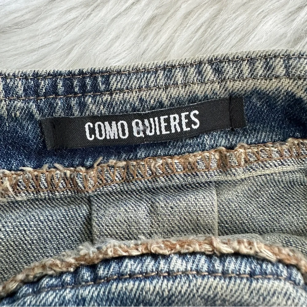 5 x $25 NWOT Como Quieres Pleated Raw Seam Jean Skirt, 8-10